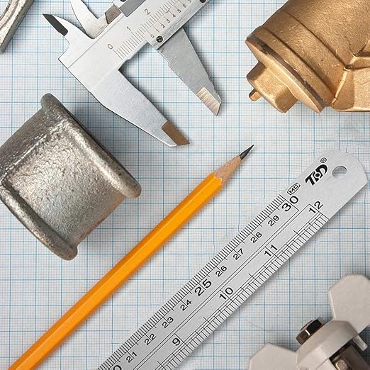 ZZTX Metal Straight Edge Ruler Stainless Steel Ruler 6 Inch 12 Inch 16 Inch Ruler Set Rulers Bulk Set of 3