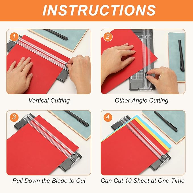 PATIKIL Paper Cutter Trimmer, A4 Straight Small Portable Paper Slide Paper Slicer with Safe-Guard for Craft Cardstock Label Card, Scrapbook Photo, Purple