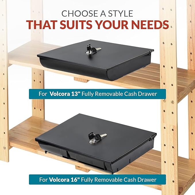 Volcora Cash Drawer Tray with Locking Cover - 11.7 x 10.3 x 2.3 Inch Metal Cash Lock Box with Lid - 4 Bill/5 Coin Money Organizer for Volocara 13" Fully-Removable Cash Drawers - For Business Use
