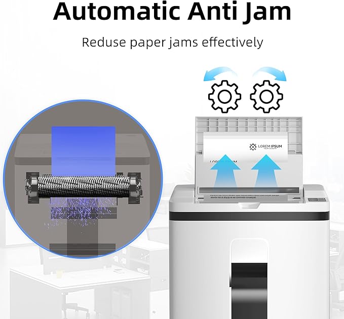 200-Sheet Auto Feed Paper Shredder, 40 Min Non-Stop Heavy Duty Shredders, P-5 Ultra Security Commercial Paper Shredder for Home Office, Micro Cut Shredder with Casters, 5.8 Gal, <60 dB(White)