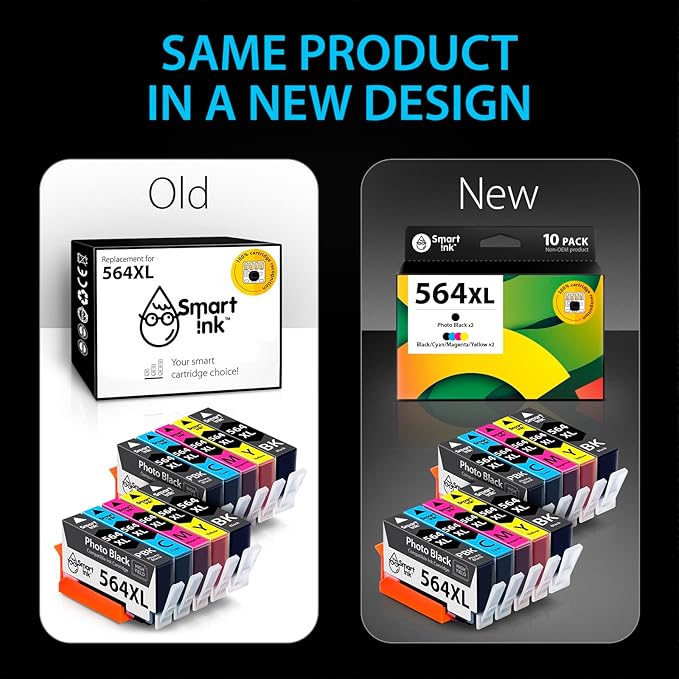Smart Ink Compatible Ink Cartridge Replacement for HP 564 XL 564XL High Yield 10 Combo Pack (2 Black, 2PBK & 2 C/M/Y) for Photosmart 6525 6520 7520 5520 7510 5510 7525 DeskJet 3520 3522 OfficeJet 4620