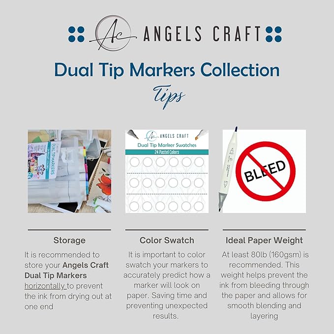 12-Piece Set of Alcohol Dual Tip Markers in Soft Pastel Colors with Reusable Storage Case Sketch Pen for Coloring Drawing Artist Art Supplies