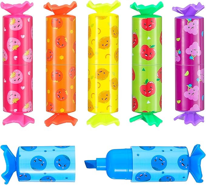 24 Pieces Mini Highlighter Candy Pastel Highlighter for Kid Student 6 Colors Cute Chisel Tip Marker Pen for Candy Party Birthday Drawing Poster Diary Greeting Card School Office Supplies