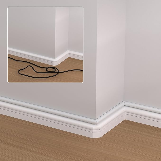 ZhiYo 71in Wire Covers for Cords on Wall, One Cord Hider, Self-Adhesive Cord Covers for Wires on Wall, Paintable TV Cable Hider, White Cable Management Raceway Kit, 5X L14.2in, W0.5in H0.4in