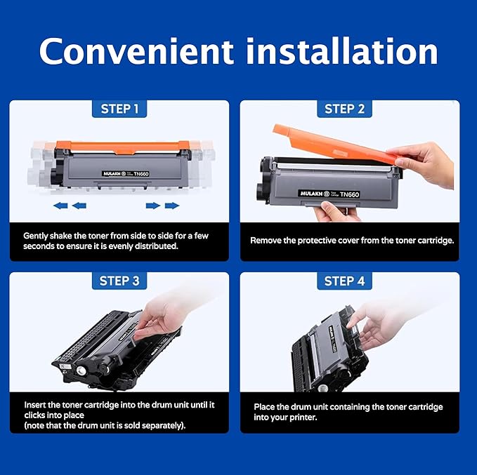 TN660 Toner Cartridge for Brother TN660 TN-660 TN 660 TN630 Compatible with HL-L2300D HL-L2380DW HL-L2320D DCP-L2540DW MFC-L2700DW MFC-L2685DW Printer (4 Black)
