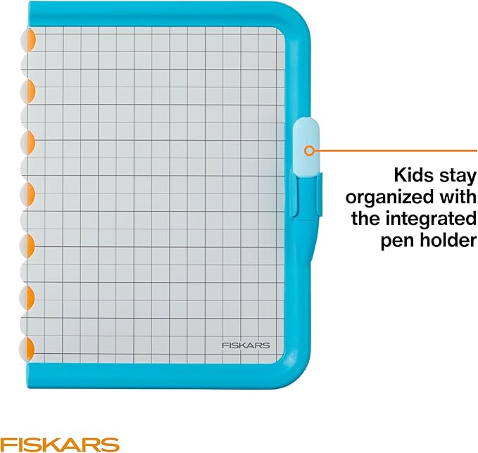 Fiskars Kids Cutting Pen and Mat – Safe Precision Cutting Tool with Foldable Non-Slip Mat for Crafting and School Projects