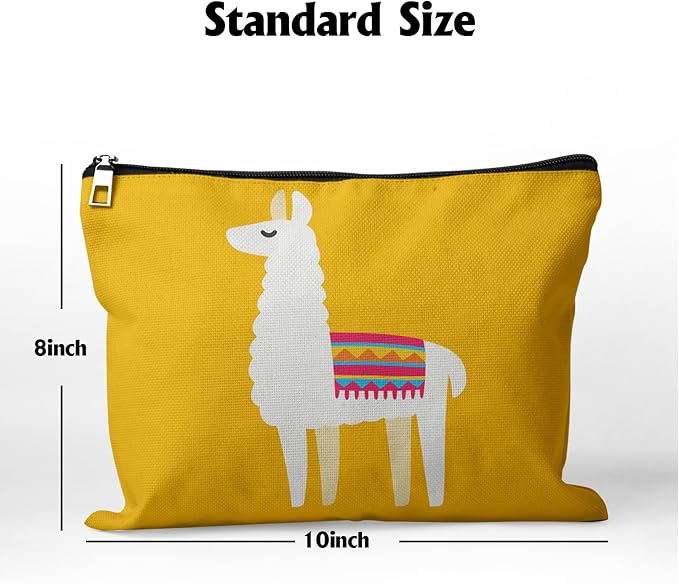 Cafl Cartoon Llama Makeup Bag Cute Alpaca Cosmetic Bag for Women Large Capacity Make Up Bag Portable Travel Toiletry Pouch Organizer 10 * 8inch