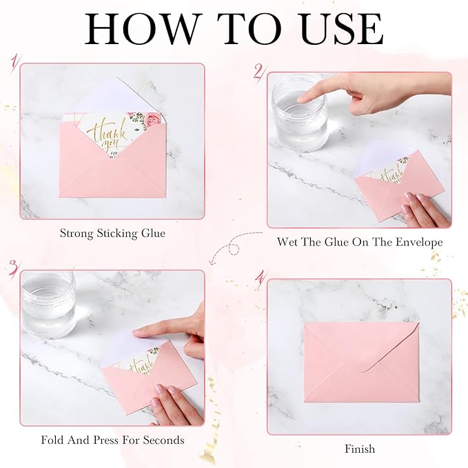 Yahenda 200 Count Pink Mini Gift Card Envelopes Bulk Wedding Pocket Small Paper Envelopes Gift Card Sleeves Greeting Business Tiny Pocket 4 x 2.7 Inch for Holidays Wedding Baby Shower Birthday