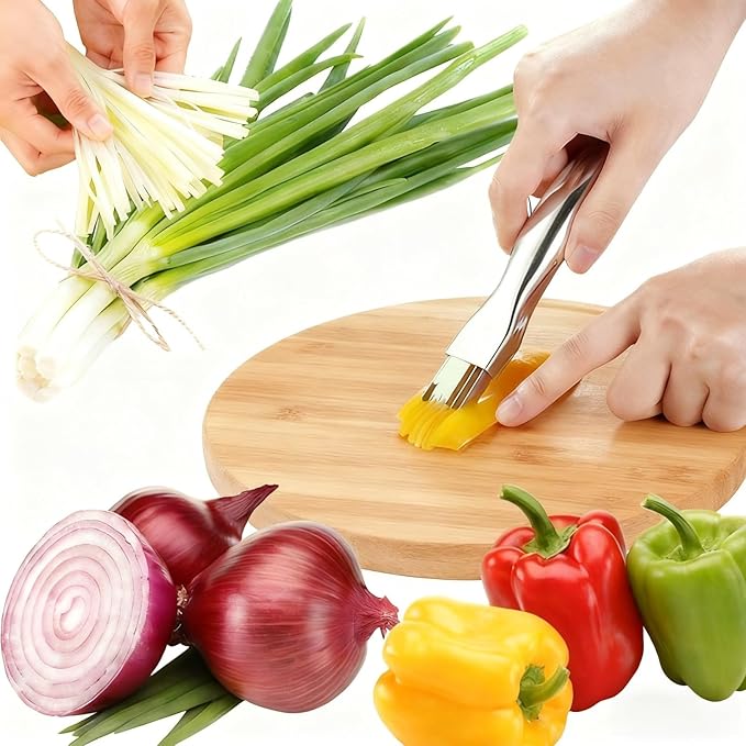 Perfect Garnishes in Seconds! Silk Shredder Knife & Vegetable Cutter, Upgraded Tool for Green Onion, Garlic, Carrot & Cucumber | Multifunctional Kitchen Slicer (1Pack)