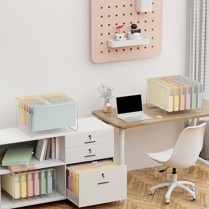 Extra Capacity Legal Size Hanging File Folders,1" Pastel Expanding Pocket,12 Pack Plastic Hanging Folder with Tabs,Filing Cabinet Folders for Your Home Office School Bulk File and Documents