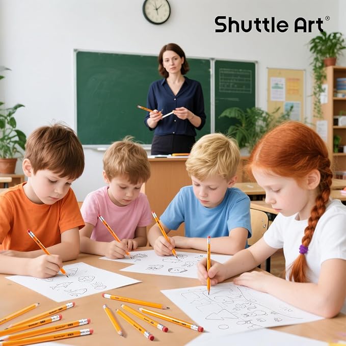 Shuttle Art Jumbo Pencils - 18 Pack Triangle Pre sharpened Pencils #2 HB with Top Erasers & Sharpener, for kids Ages 4-8, Kindergarten School Supplies, Ideal for Home, Classroom