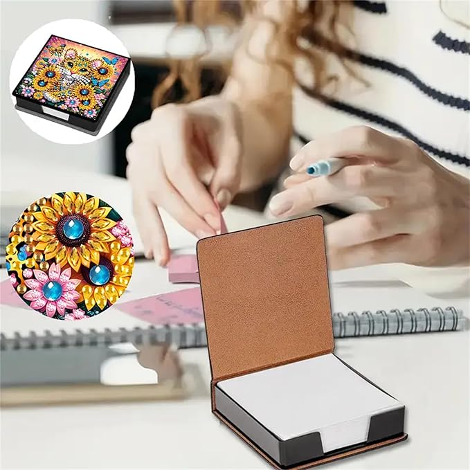Tiger Diamond Painting Kit Note Box,Animal Memo Paper Storage Box Diamond Art,Sticky Note Holder Diamond Art,Diamond Painting Memo Pad for Office Desk. (Tiger)