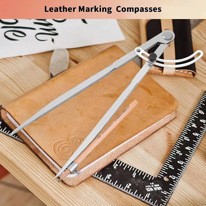 Pencil Compass 12 inch, Precision Woodworking Compass with Wing Divider and Pencil Holder, Metal Compass Ideal for Geometry Drafting and Technical Drawing, Engineering and More