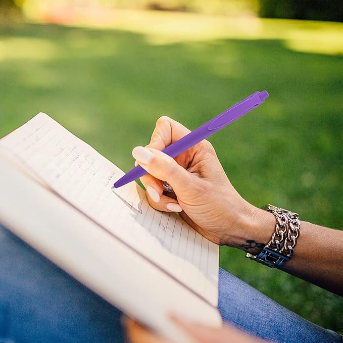 Aozora Pens Bulk 80 Pack Click Pens No Bleed,Wholesale Retractable Ballpoint Pens Medium Point,Smooth Ink Pens for Journaling School Office Supplies 1.0MM (Purple Ink)