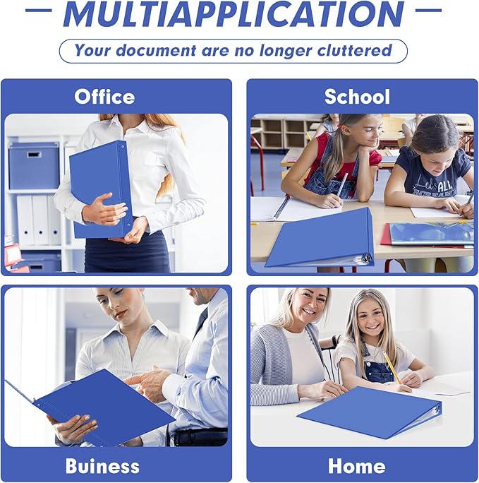 3 Ring Binder 1.5 Inch, PANDRI 6 Pack 1.5-Inch Binder Fits Letter Size 8.5'' x 11'' Paper, Versatile Binders for Office Home School, 2 Pockets, Assorted 6 Color