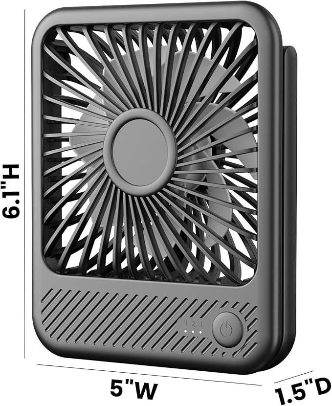 Koonie USB Desk Fan, Strong Wind Ultra Quiet Small Personal Fan with 180° Tilt Folding and 3 Speeds Adjustable, USB-C Corded Powered Mini USB Fan for Office Desktop Bedroom, NO BATTERY