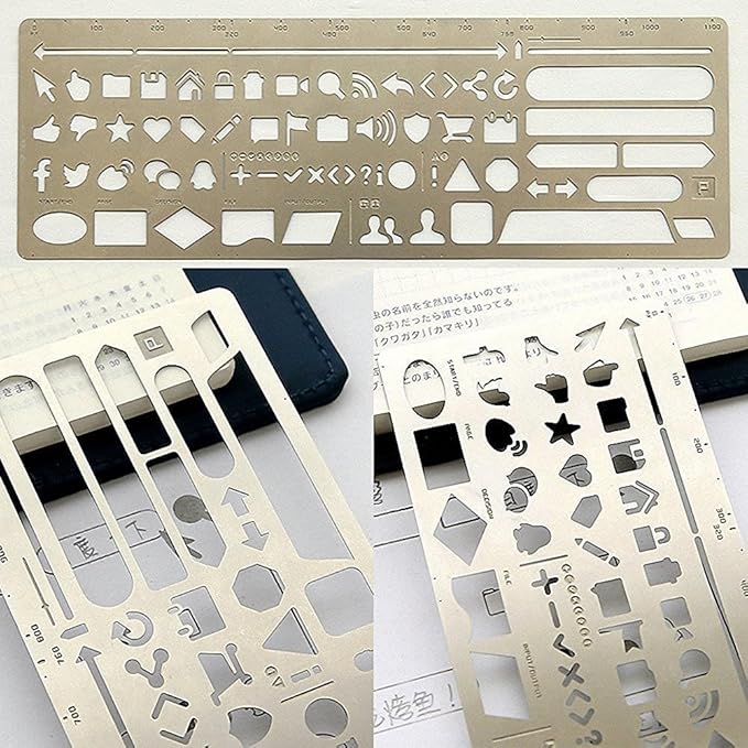 1PC New Stainless Steel Stencil Hollow Ruler Web Interface UI Design Paper Prototype Accessory Stationery Bookmark Creative Gift by Fascola