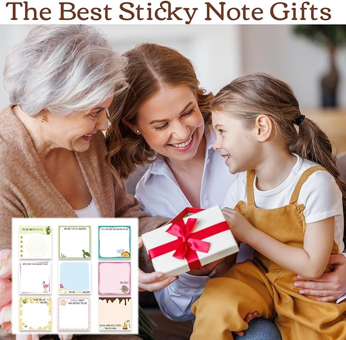 Inspirational Sticky Notes Gifts - 9 Pack Fun Positive Notepads 3x3 Inches, Motivational Self-Adhesive Memo Pads, Office Study Supplies Positive Gift for Teacher Nurse Coworkers (450 Sheets)