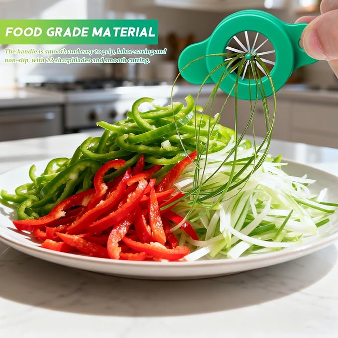 ABOOFAN Portable Scallion Cutter Onion Shredder Kitchen Cutting Tool with 12 Sharp Blades for Easy Vegetable Chopping and Food Preparation