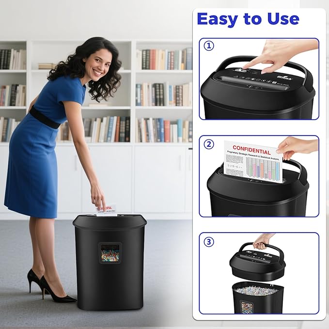 Paper Shredder Cross-Cut Shredder with US Patented Cutter Shredding Machine for Home Office,Fast with Jam Proof System,6.6-Gallon Basket (ETL)