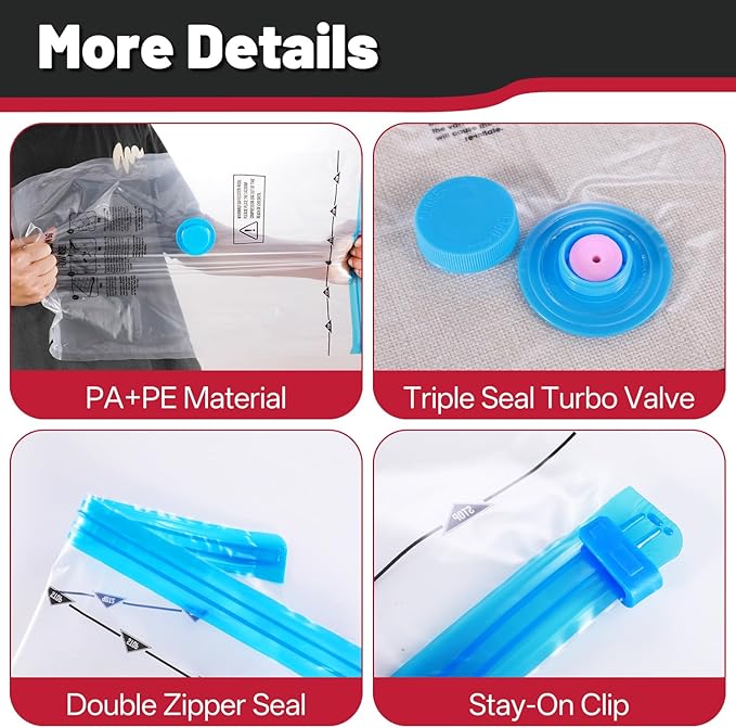 Vacuum Storage Bags with Portable Electric Pump,Vacuum Seal Bags for Clothing,Space Saver Bags,Vacuum Travel Bags for Luggage(Combo 10 Pack)