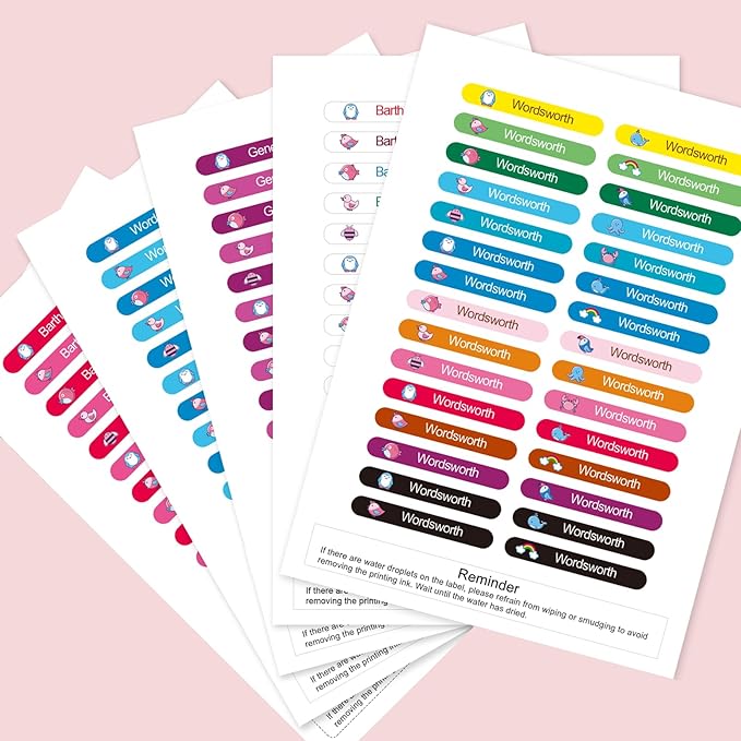 Personalized Name Labels for Kids - Custom Waterproof Stickers for School, Pencils, Baby Bottles & Daycare - Mom-Approved & Made in USA, BPA-Free, Easy-Peel Stick On Labels (Multicolor, 960 Stickers)