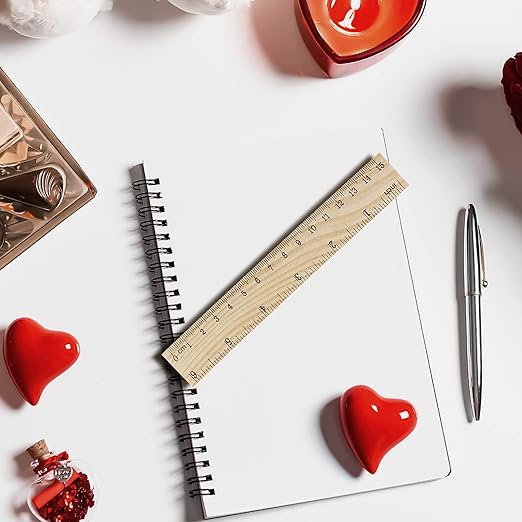 144 Packs 6 Inch Wooden Rulers, 2 Scales Double Sided Pine Wood Student Ruler Measuring Rulers Straightedge for Home, School, Office, Craft Uses, 15 cm