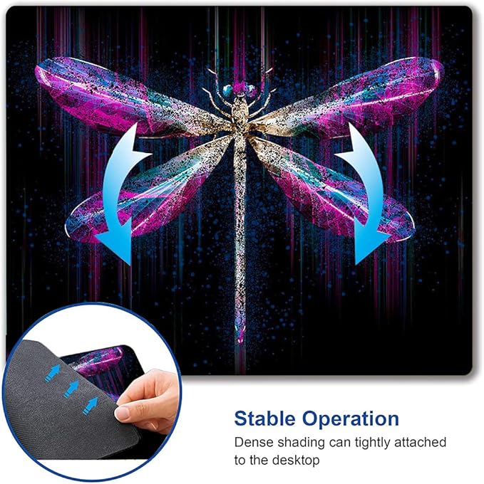 Hokafenle Mouse Pad, Purple Dragonfly Mouse Pad, Square Custom Mouse Mat Waterproof Mousepad Non-Slip Rubber Base MousePads for Office Home Laptop