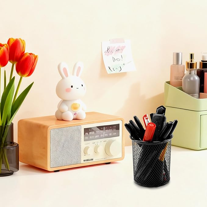 12 Pack Metal Mesh Pen Holder, Wire Pencil Cups, Pen Organizer for Desk Office Black - 3.8 x 3.5 in