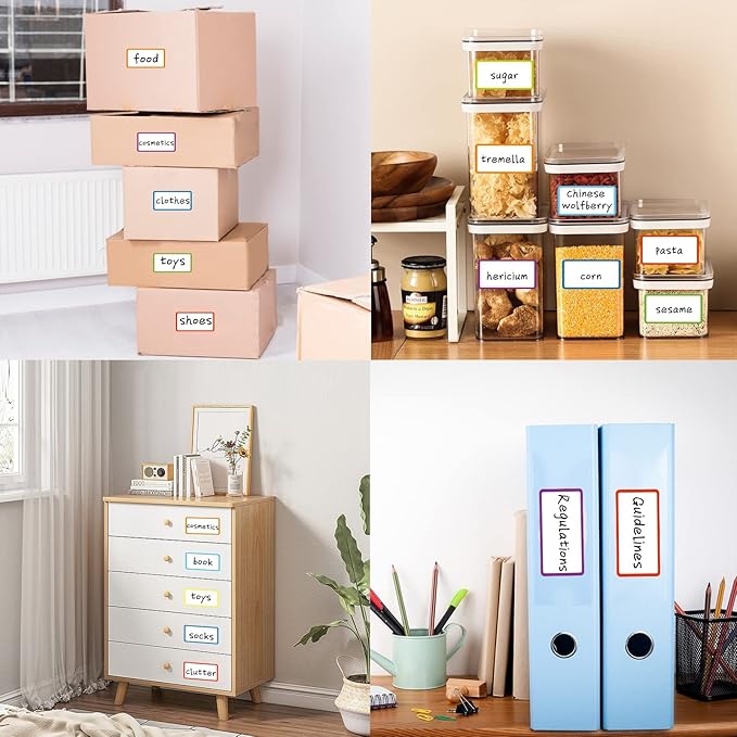 Reusable Dry Erase Labels Sticky Notes for Storage Bins Organizing Jar Pantry, Waterproof Removable Label Stickers for Kitchen Office School All Purpose Use (2 * 4 inches 8 Colors)