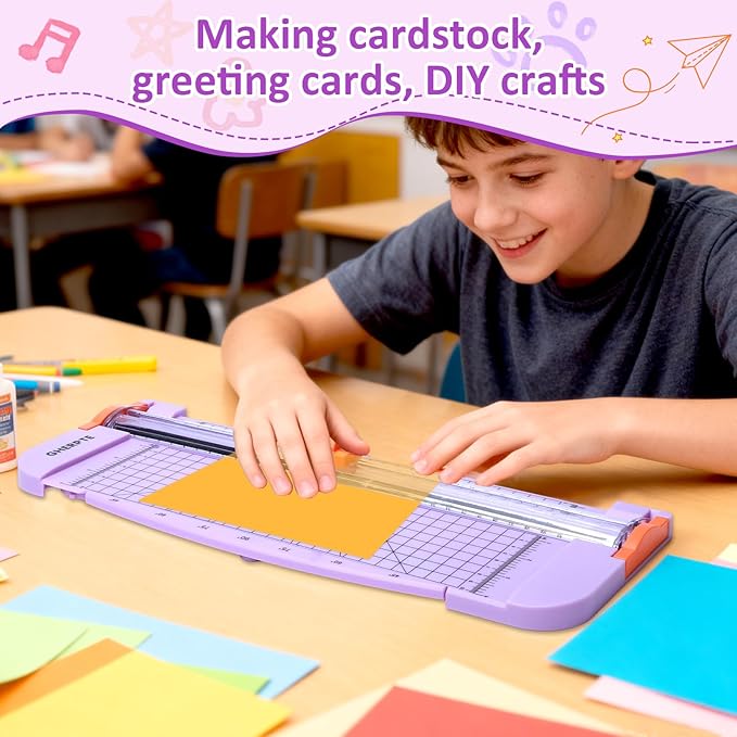 A4 Paper Cutter -12 Inch Paper Trimmer with 2pcs Replacement Blades with Safeguard Side Rulerfor Cut Gift Card,Coupon,Label, Cardstock,Photo