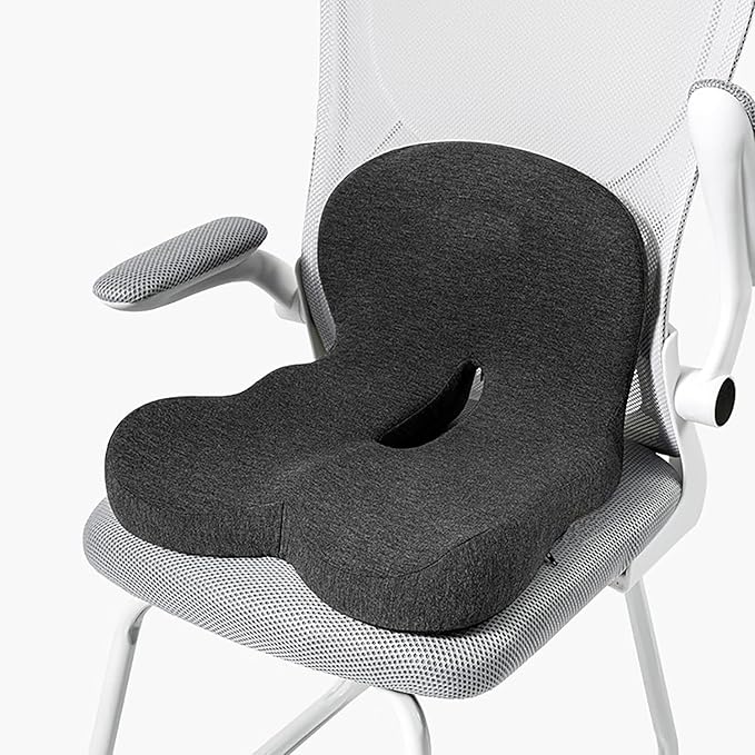 Memory Foam Seat Cushion for Truck Drivers, Office Chairs, Car Seats Ergonomic Chair Cushion, Sciatica & Tailbone Relief Ergonomic Pressure Relief Pad for Long Sitting (Black)