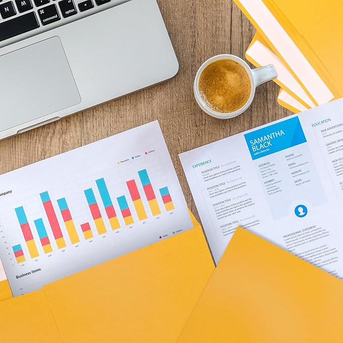 10x13 Catalog Envelopes Self Seal 100 Pack, Goefun 100GSM Paper Yellow Brown Manilla Envelopes with Peel and Seal Flap for Mailing, Organizing and Storage