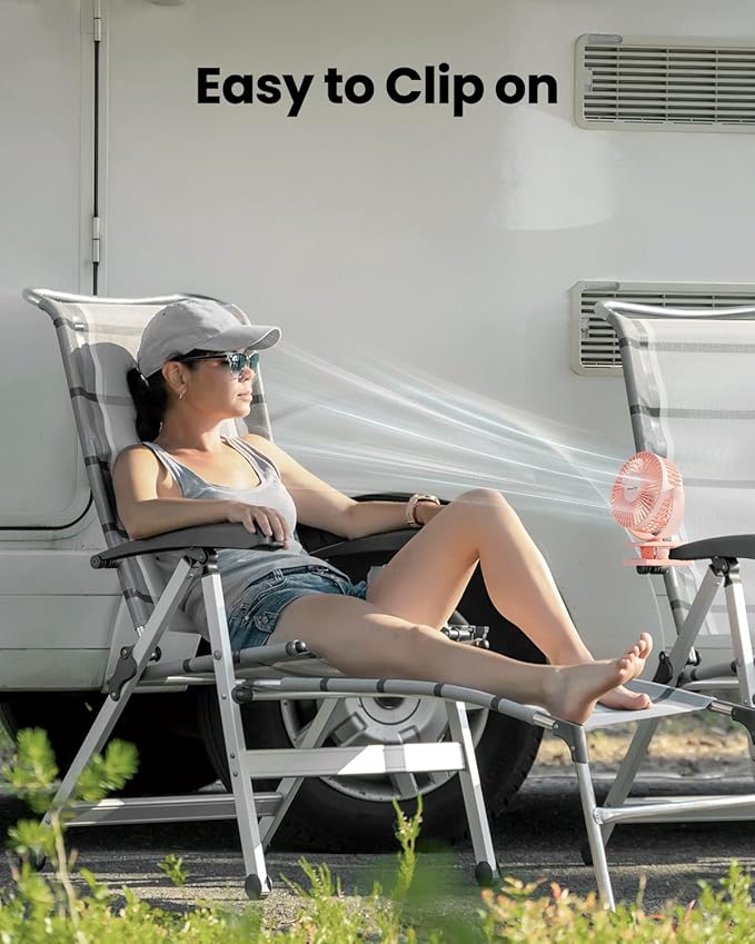 Gaiatop Portable Clip on Fan Battery Operated, Small Powerful 3 Speed Quiet 360° Rotate, USB Rechargeable Mini Personal Cooling Fan for Desk Table Home Office Stroller Camping Women Gifts Pink