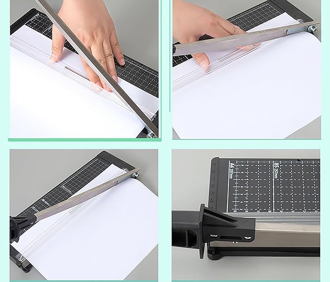 A4 Heavy Duty Paper Cutter, 15.6 in x 8.8 in 8 Sheets Capacity Paper Trimmer for Coupon, Label, Cardstock, and Scrapbooking Craft for Office and Home (White)