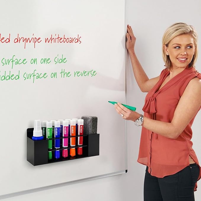 Acrylic Magnetic Dry Erase Marker Holder, 10 Slots Black Magnetic Marker Pen Holder, Magnet Storage for Whiteboard Office, School, Home, Pen,Eraser,Cleaner Not Included
