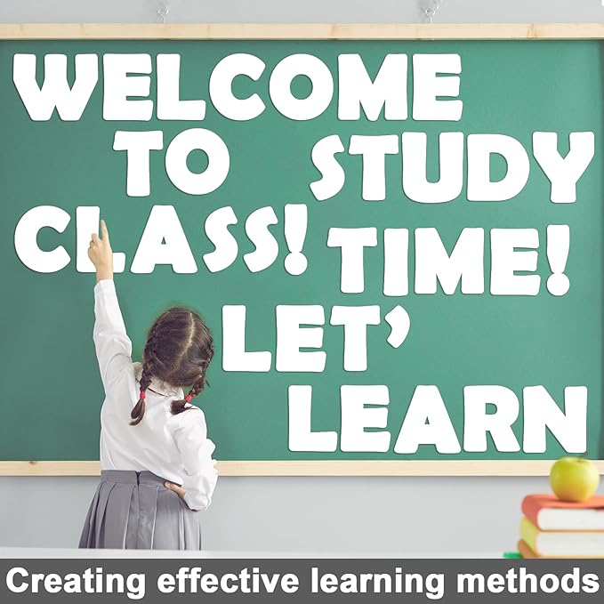 Qyeahkj 150 PCS Large 6" Font Bulletin Board Letters and Punctuation Cutouts Combo Set Pure White Border Letters Decoration for Classroom Alphabet Poster Wall Bulletin Board Display Home School Decor