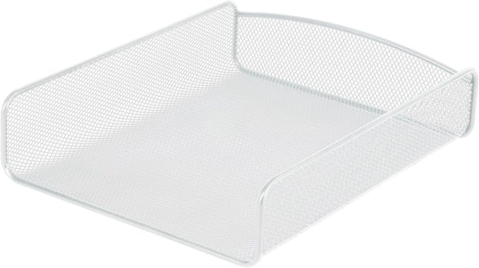 Safco Onyx Mesh Single Tray Desktop Organizer | Heavy Duty Steel | Powder Coat Finish | 11.75 x 9.25 x 2.5 | Office Supplies Organizer | Letter Trays & Stacking Supports | Silver