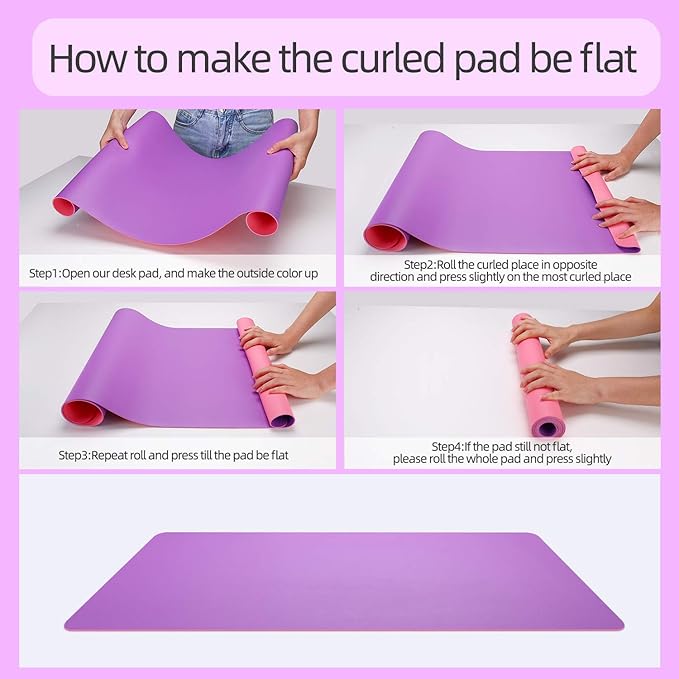 YSAGi Multifunctional Office Desk Pad, Ultra Thin Waterproof PU Leather Mouse Pad, Dual Use Desk Writing Mat for Office/Home (31.5" x 15.7", Aconite Violet+Eosine Pink)