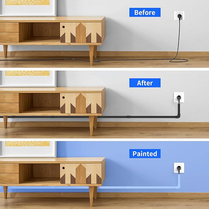 142in Black Cord Hider, Delamu Black Cord Covers for Wires on Wall, One-Cord Cable Hider, Wire Hider Wire Covers for Cords on Wall, Easy Set up Cable Cover Raceway, L15.7 W0.59 H0.4in