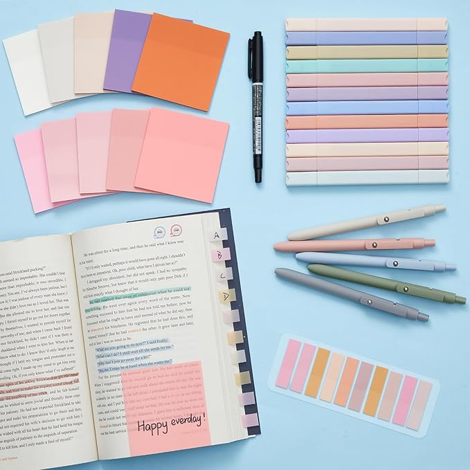 Jutom 38 Pcs Bible Journaling Study Kit for Women, Book Annotation Supplies with Highlighters Pens, Tabs, Sticky Notes, Markers for Christian Office Bible Study Supplies(Pink Series,Square)