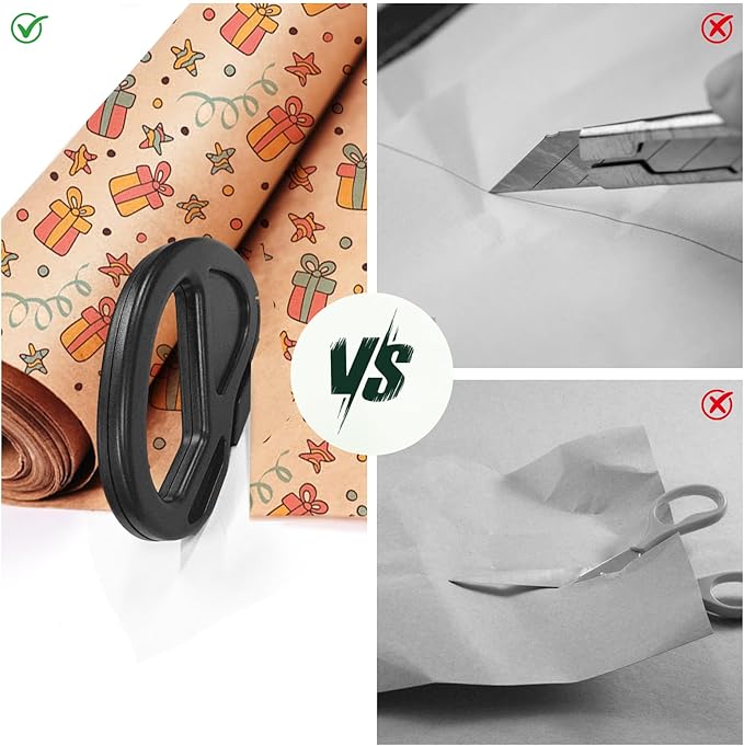 3 Pack Wrapping Paper Cutter & 10 Replaceable Blades, Safety Sliding Gift Wrap Cutter, Effortless Utility Cutting Tool for Christmas, Holidays, Birthdays, Window Tint, Car Wrap, Craft Making