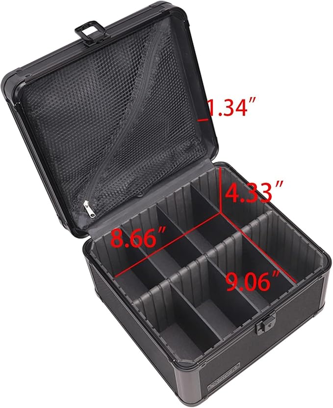 Vaultz Portable Safe Box - 10 x 10 x 6.5 Inch Large Storage Box with Lock, Mesh Pocket & Adjustable Compartments for Cash, Documents and Valuables - Tactical Black