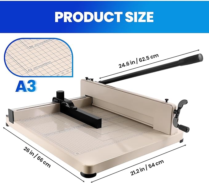 400 Sheet Capacity Paper Cutter, 17" Paper Cutter Slider with Metal Base, Guillotine Paper Cutter Heavy Duty, Guillotina Paper Trimmer with Durable HSS Blade, Paper Cutter for Classroom Office Home