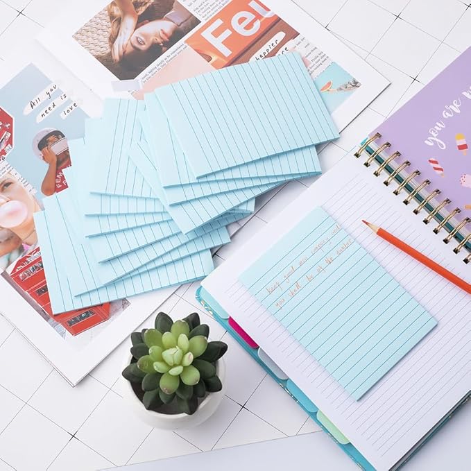 (12 Pads) Lined Sticky Notes 4x6 in Ruled Stickies Super Sticking Power Memo Pads, Light Blue
