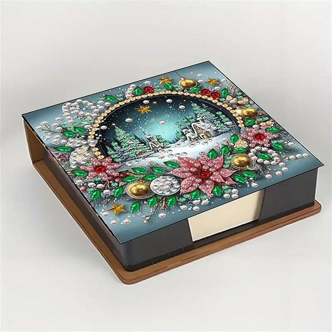 Diamond Painting Kit Note Box,Memo Paper Storage Box Diamonds Art,Sticky Note Holder Diamond Art,Diamond Painting Memo Pad For Office Desk. (Landscape)