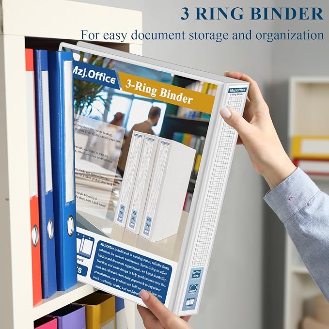 3 Ring Binder 1 inch, 2 Pack 1 Binders 3 Ring with Clear View Front Pocket, Holds 200 Sheets, Round Rings for US Letter Paper, School & Office Supplies.