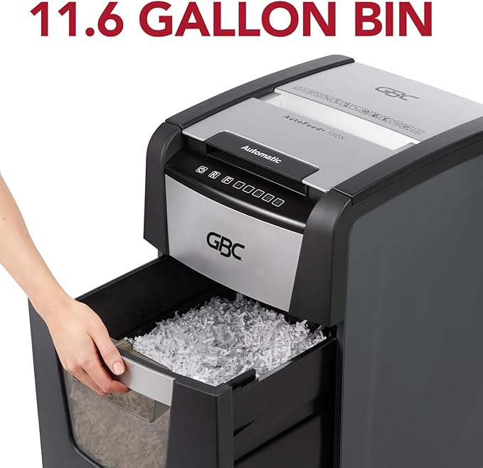GBC 150X Paper Shredder, Auto Feed+, 150 Sheet Capacity, Super Cross-Cut, Home Office Shredding (WSM1757604)