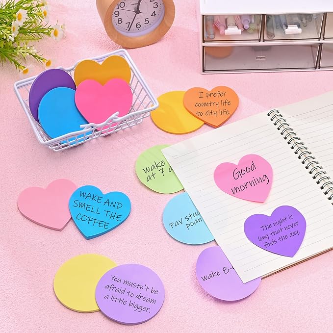 BAYTORY 480 Sheets Round Shape Sticky Notes, 16 Color Bright Colorful Sticky Pad, Cute Self-Stick Note Pads, 30 Sheets/Pad for School Office Home Desk Accessories (Round Shape)