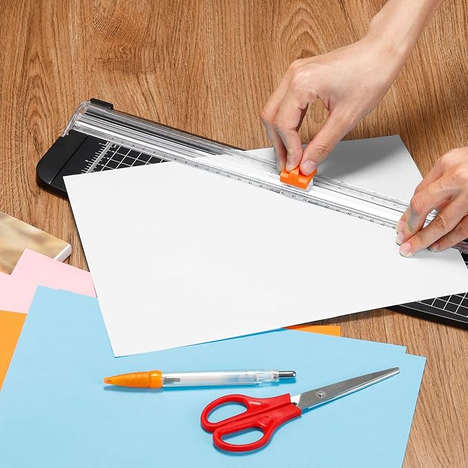 PATIKIL Paper Cutter A3 Stack Portable Paper Trimmer, 18" Length, 10-Sheet Capacity, Transparent Guide Ruler, Photo Vinyl Paper Cardstock Slicer Cutter for Office, Home